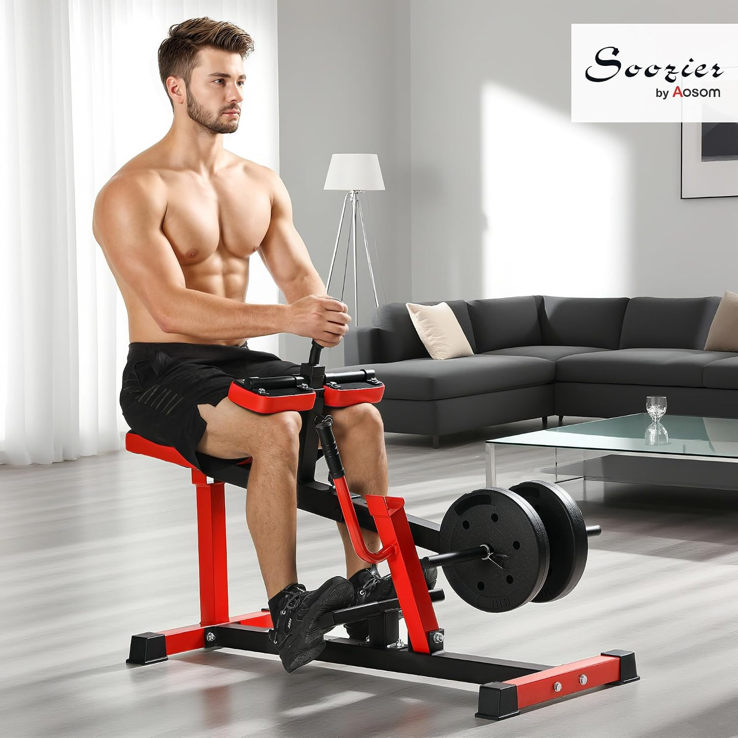 Soozier Seated Calf Raise Machine, Adjustable Calf Machine Leg Extension, for Ho