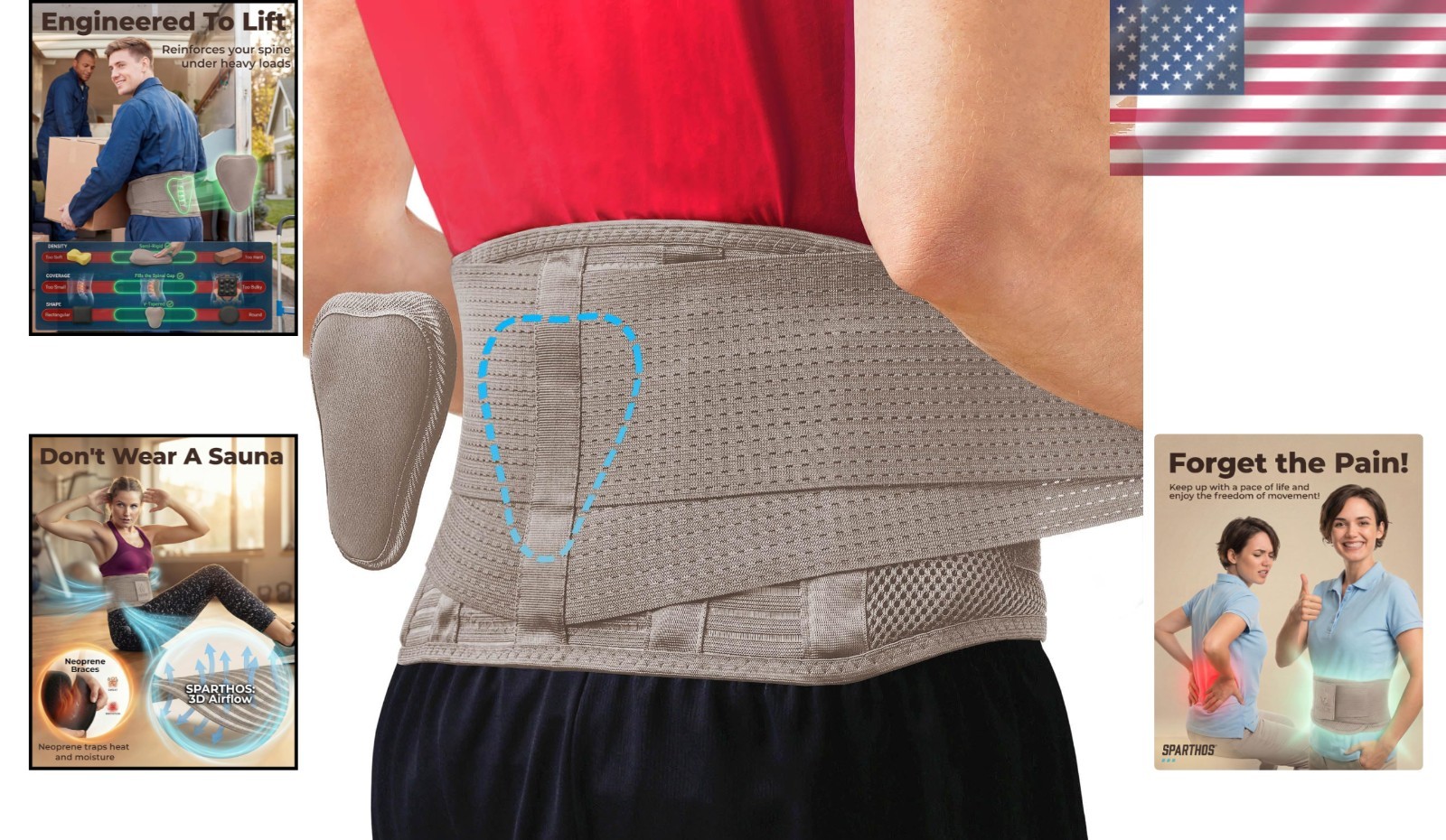 Active Lifestyle Back Brace – Adjustable Pain Relief for Running & Weightlifting