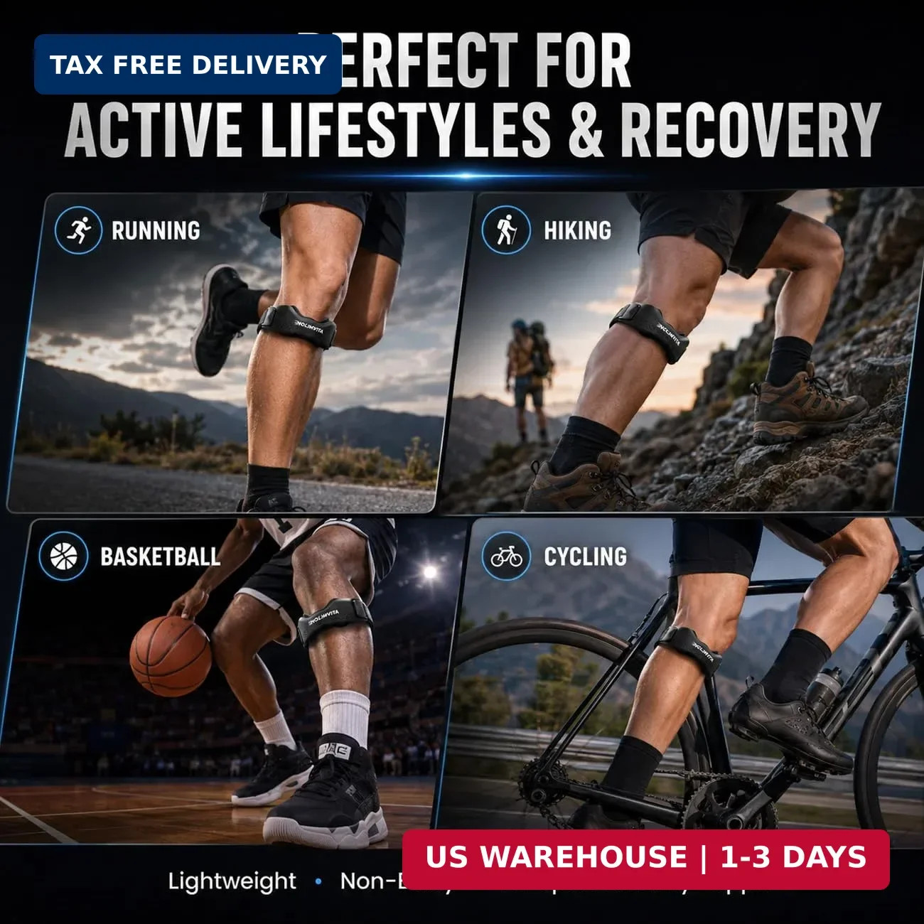 Patellar Tendon Support Strap 2 Pack, Knee Brace for Women & Men, Knee Strap wit