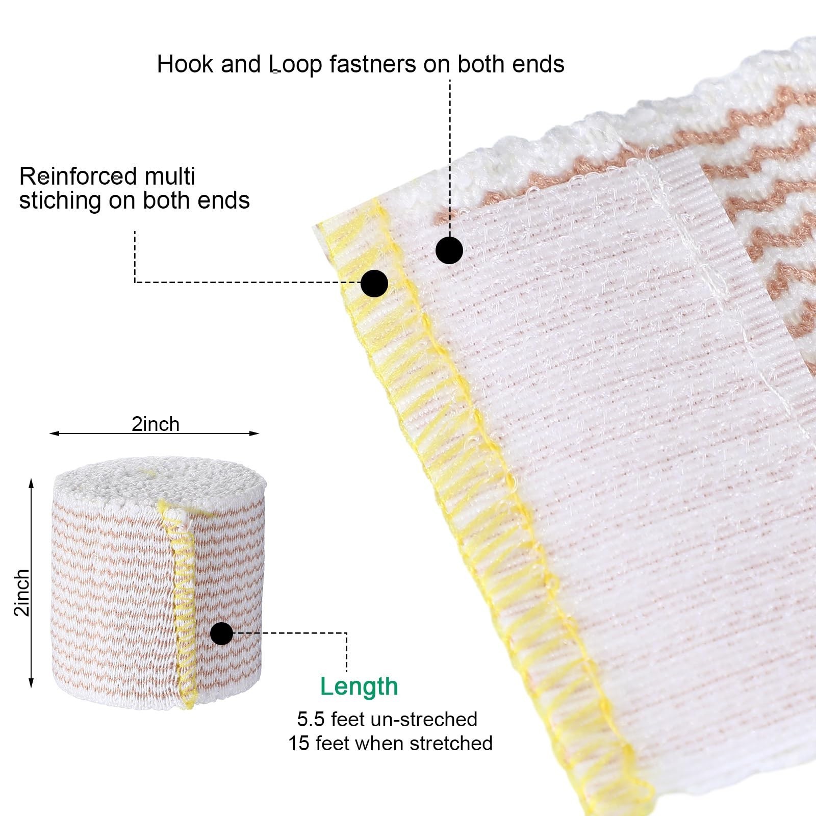 20 Pack 2″ Elastic Bandage Wraps – Self Closure Compression for Legs, Knees, Ank