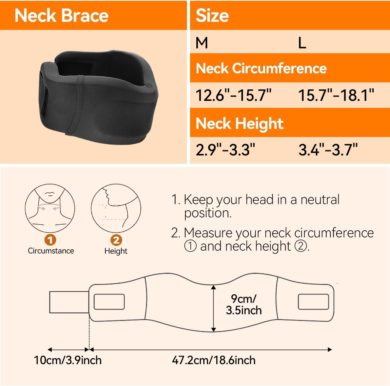 Neck Brace for Sleeping, Soft Foam Cervical Collar Neck Support Brace, Keep Vert