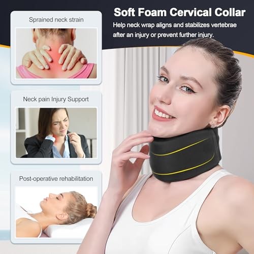 Neck Brace for Neck Pain and Support, Soft Neck S, 3″ Middle Height Black