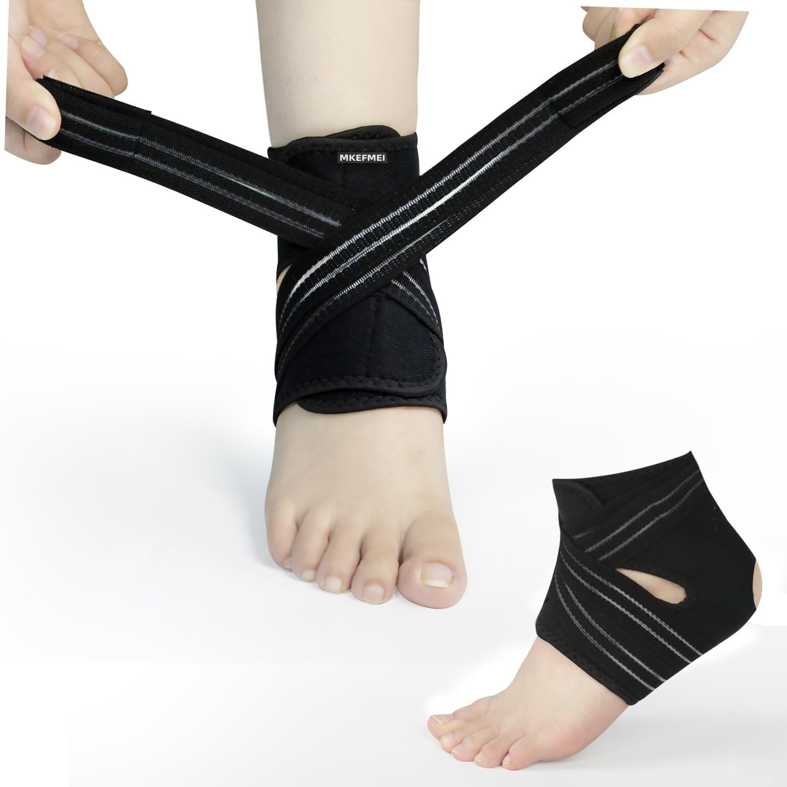 1 PCS Compression Ankle Brace Women Men Adjustable Wrap Stabilizer Medium Black