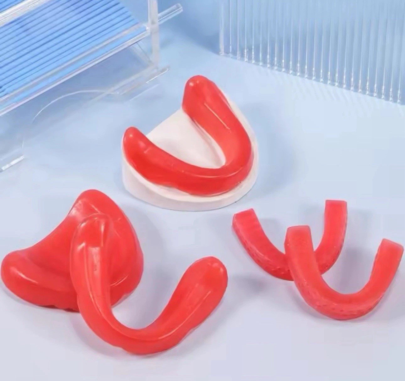 Dental Base Plate Wax U-Shape Rim Model Upper & Lower Pair for Denture Lab Use