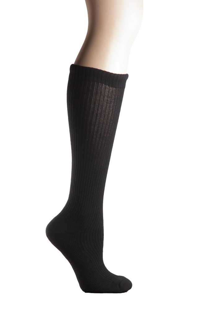 +MD PlusMD Ribbed Cushion Over the Calf Compression Socks Black White