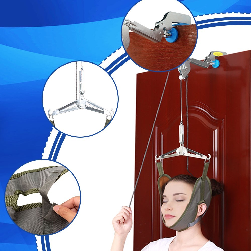 Cervical Neck Traction Stretcher Over Door Head Brace for Pain Relief at Home