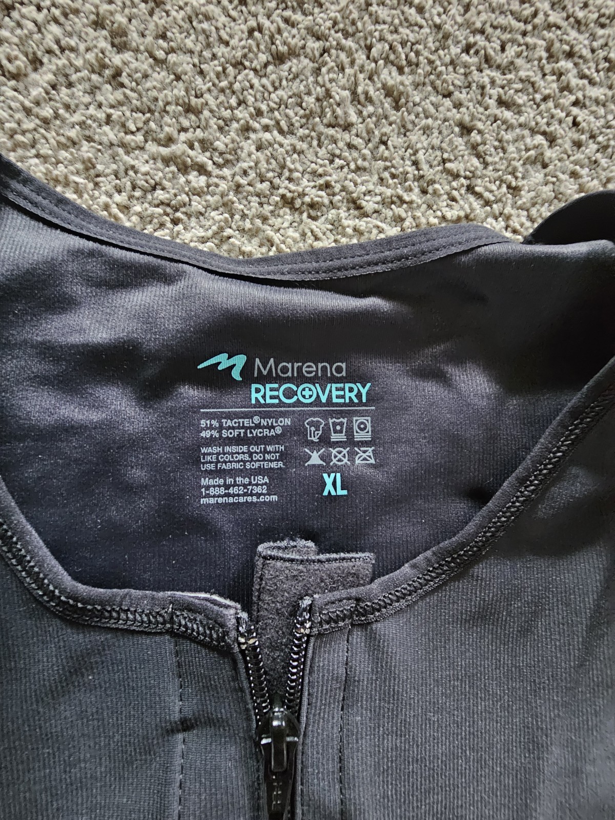 Marina Recovery Vest Sleevless Zip Front Black Size XL