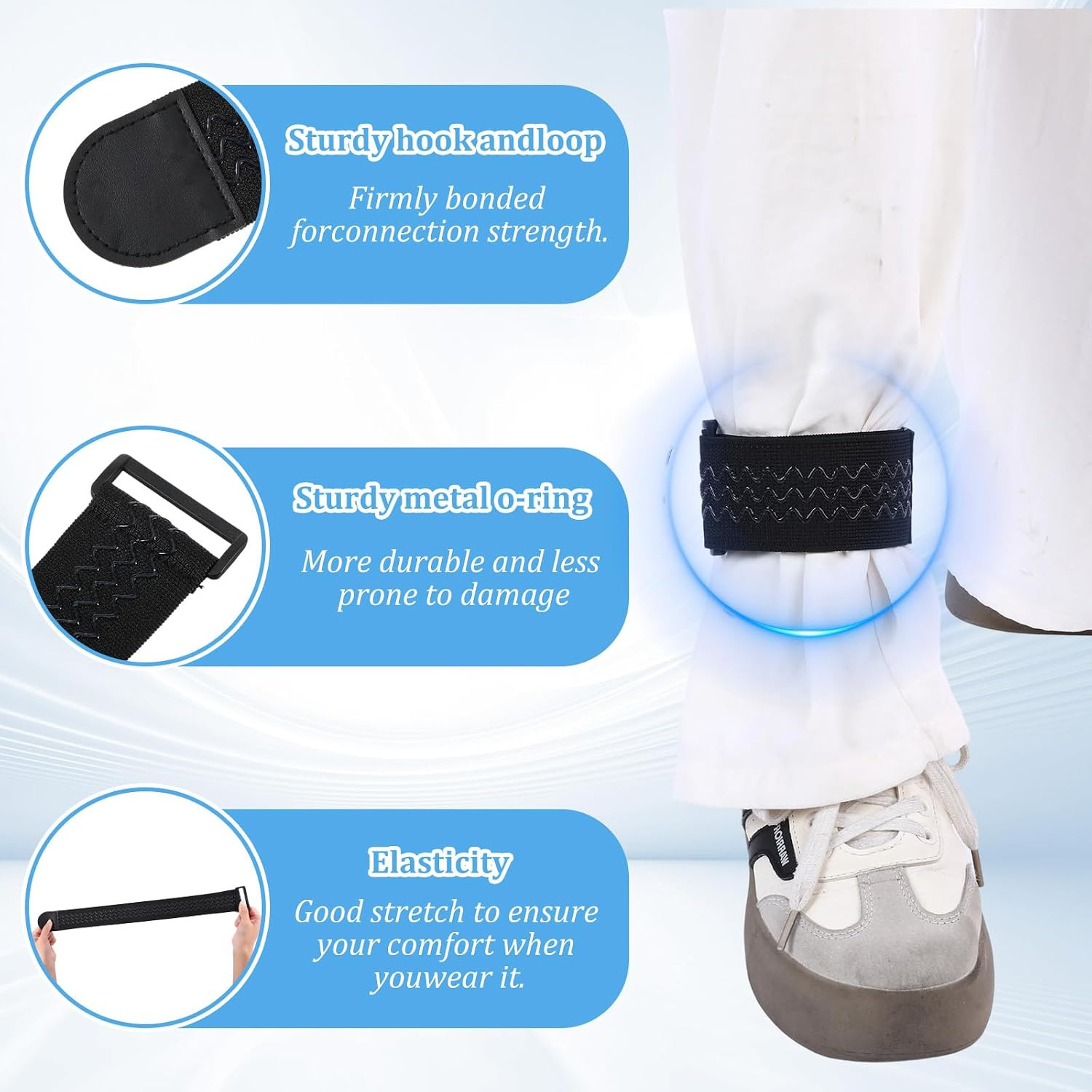 2 Pcs Ankle Straps Adjustable Boot Bands Elastic Polyester Pant Leg Straps Mu…