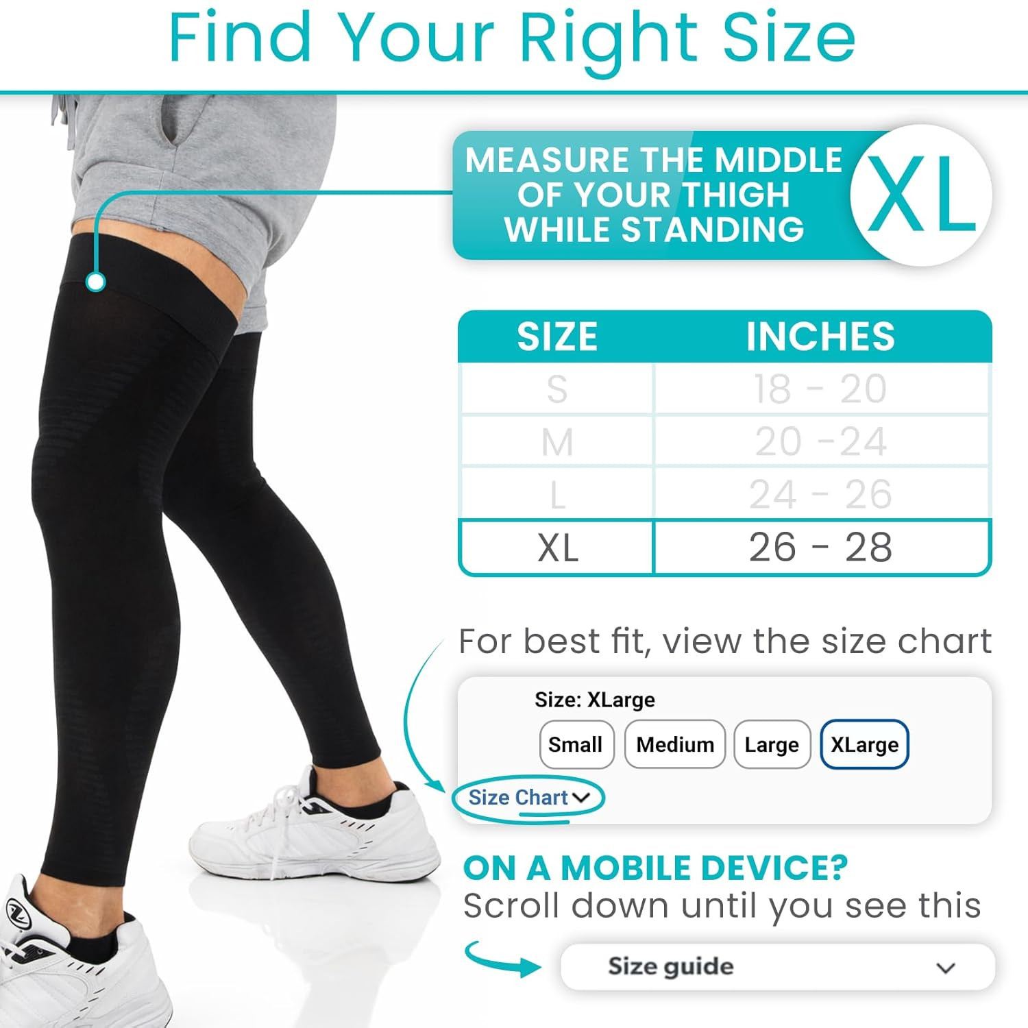 Full Leg Compression Sleeves for Men & Women – Knee, Calf, & Thigh Support