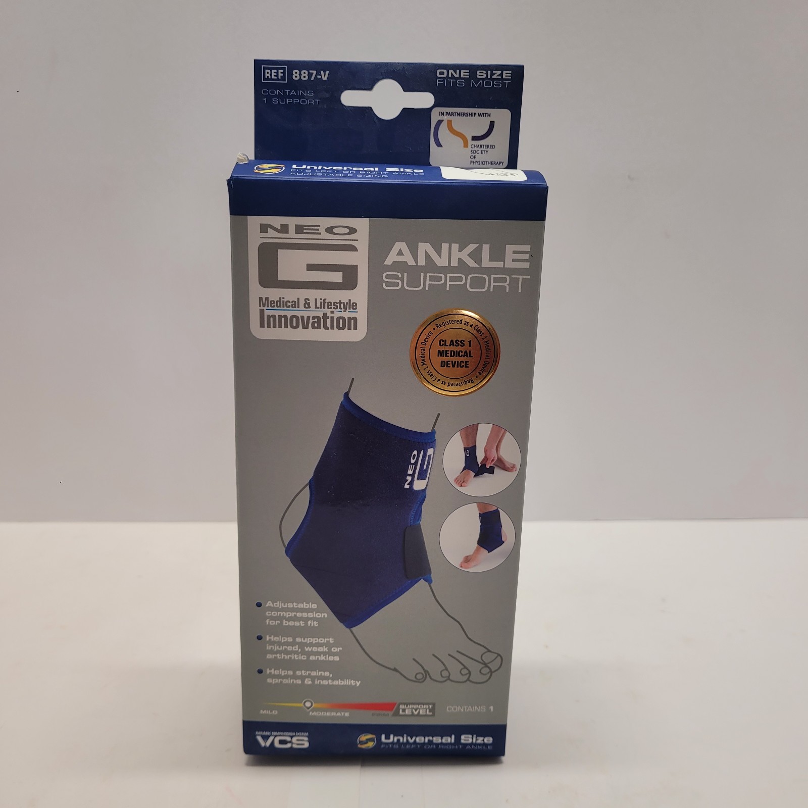 NEO-G Stabilized Ankle Support With Adjustable Strap Universal Size NEW