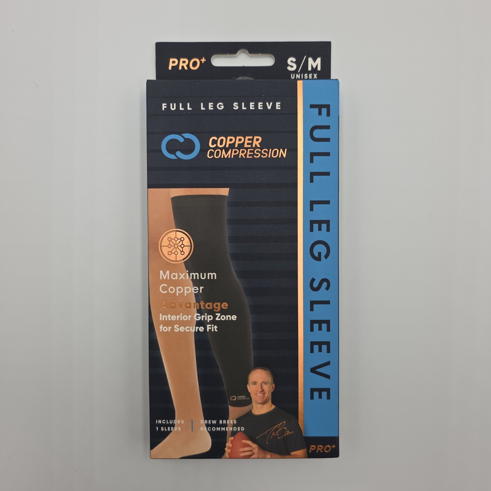 Copper Compression Pro+ Full Leg Sleeve Black Size S/M ( 2 Sleeves Total)
