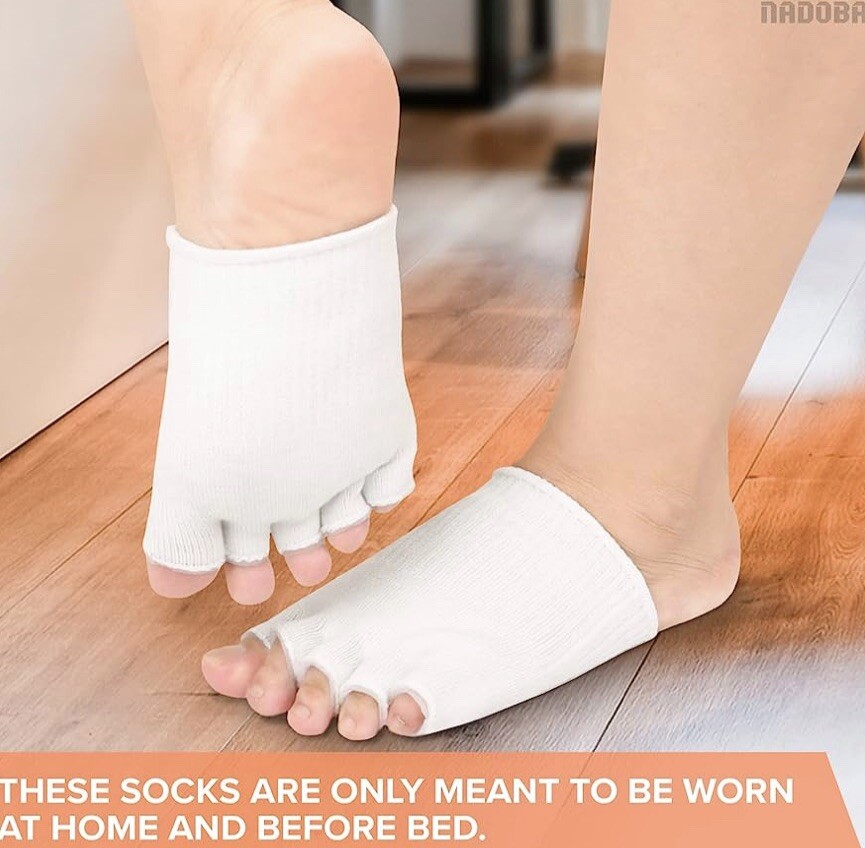 Toe Separating Gel Compression Socks Help Dry Cracked Skin White (5 Pairs)