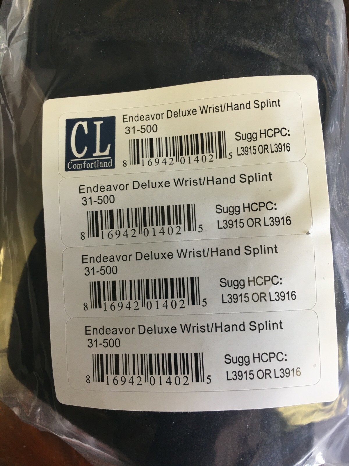 Comfortland Endeavor Deluxe Wrist/Hand Splint 31-500 Brace black w/mesh bag