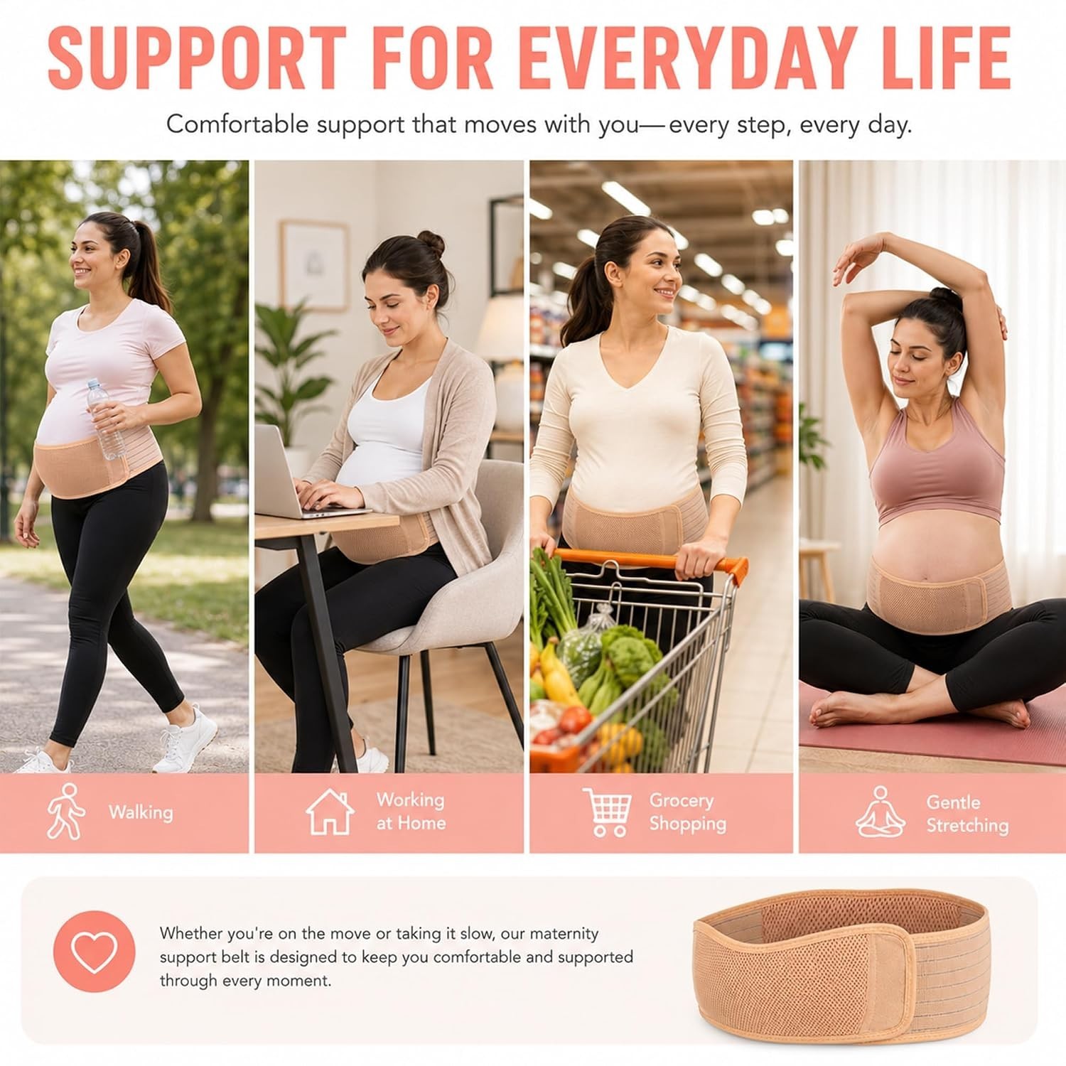Maternity Belt Back Support – Adjustable Abdominal Binder for Pregnancy – Bel…