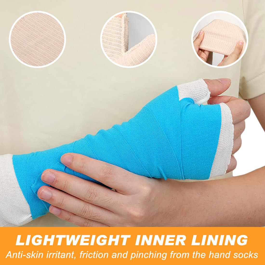 Tubular Stockinette, 4PCS Hand Socks for Splint Elastic Arm Cast Cover Gauze Sle