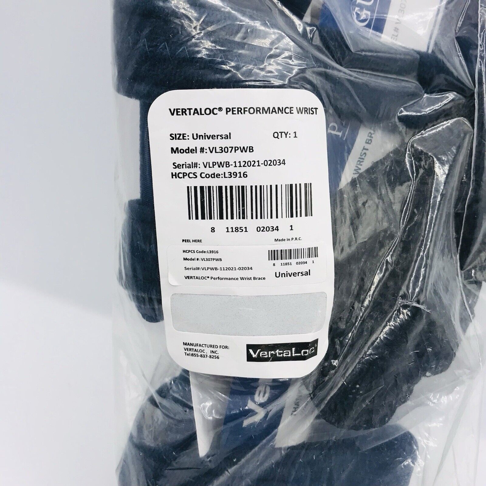 Vertaloc Universal Wrist Brace w Closure System One Allen Key, One Mesh Bag NEW