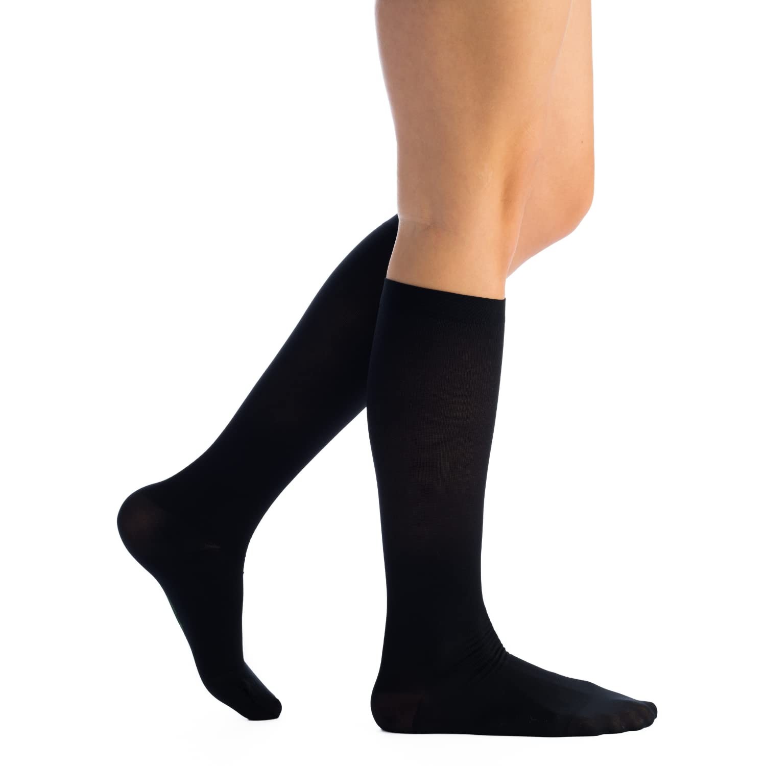 Women’s Microfiber Opaque Knee High Compression Socks 8-15 mmHg