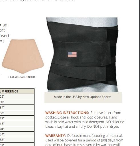 4xlarge Lumbar Sacral Orthosis VAL5N Lumbosacral Support W/Thermoplastic Insert
