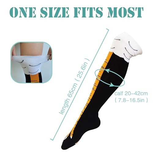 WHOTAY Crazy Funny Chicken Leg Socks for Women Men Novelty Chicken Feet Yellow