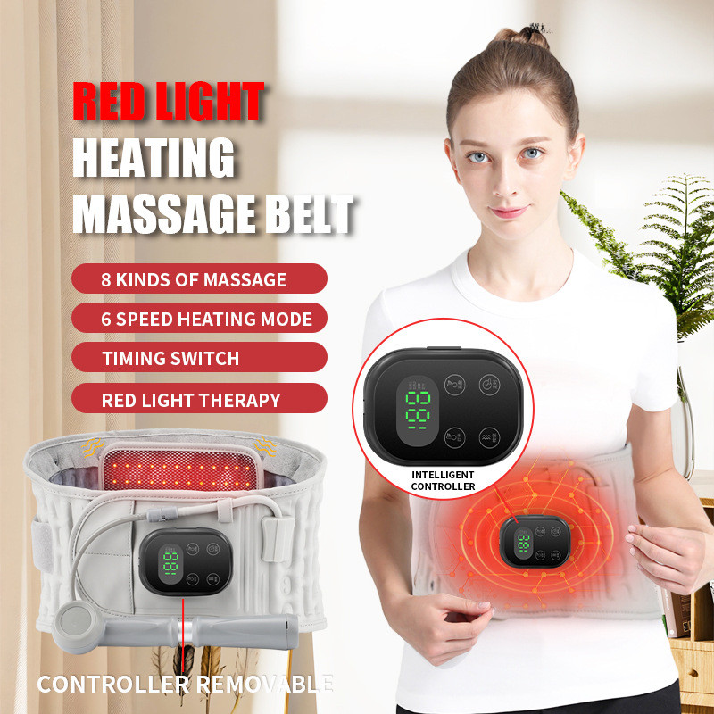 3 In 1 Electric Lumbar Massager Waist Belt Infrared Heated Lower Back Massager