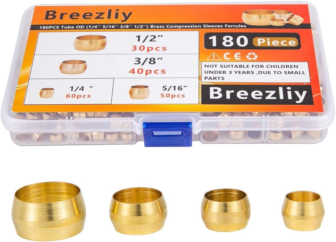 Complete 180PCS Brass Ferrule Assortment – Ideal for Multiple Tube Sizes