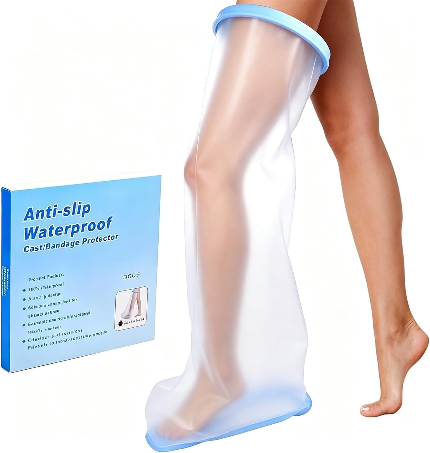 Durable TPU Shower Foot Protector – Extra Large Leg Cast Cover for Comfort