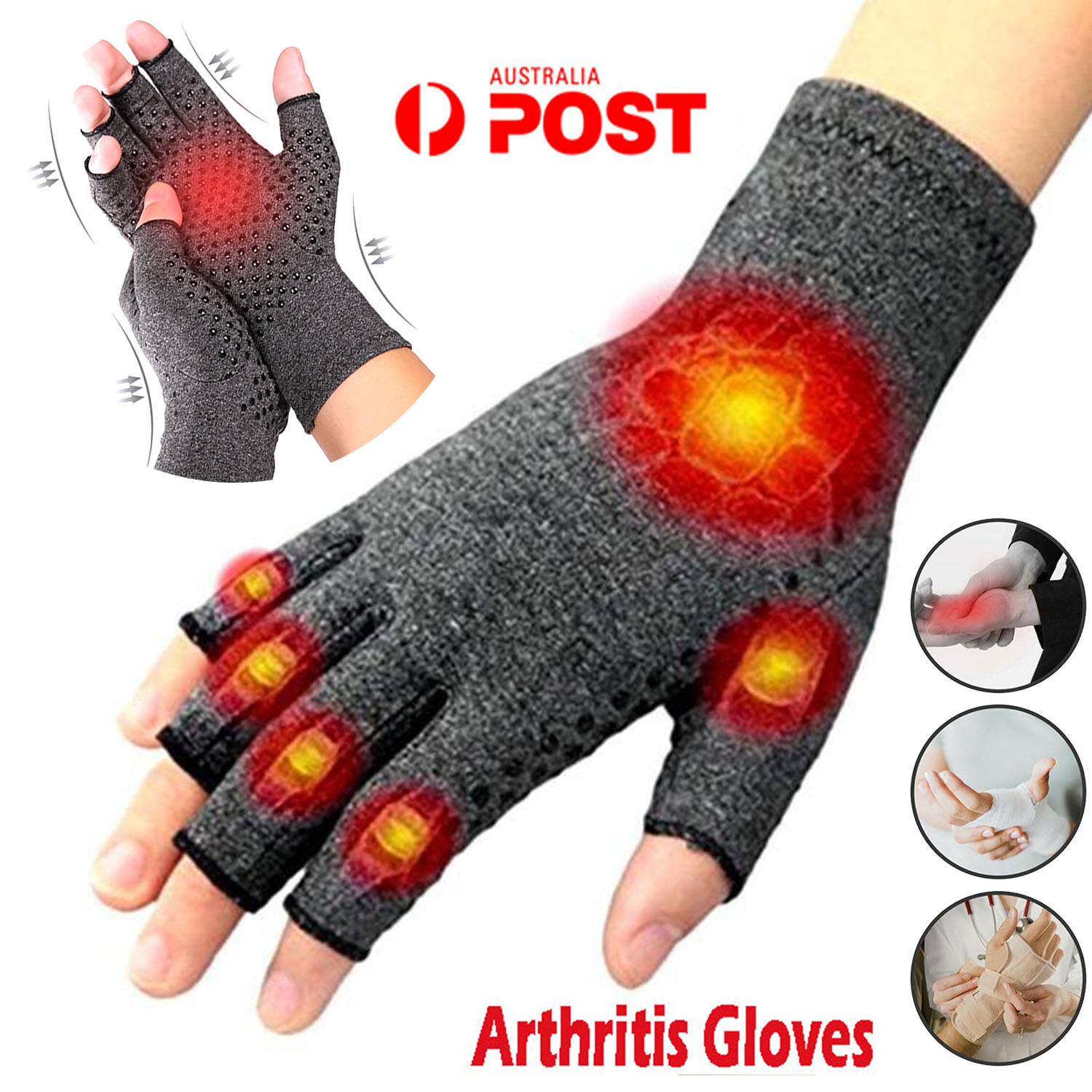 Compression Gloves Brace Support Arthritis Relief Sport Hand Wrist Pain Therapy