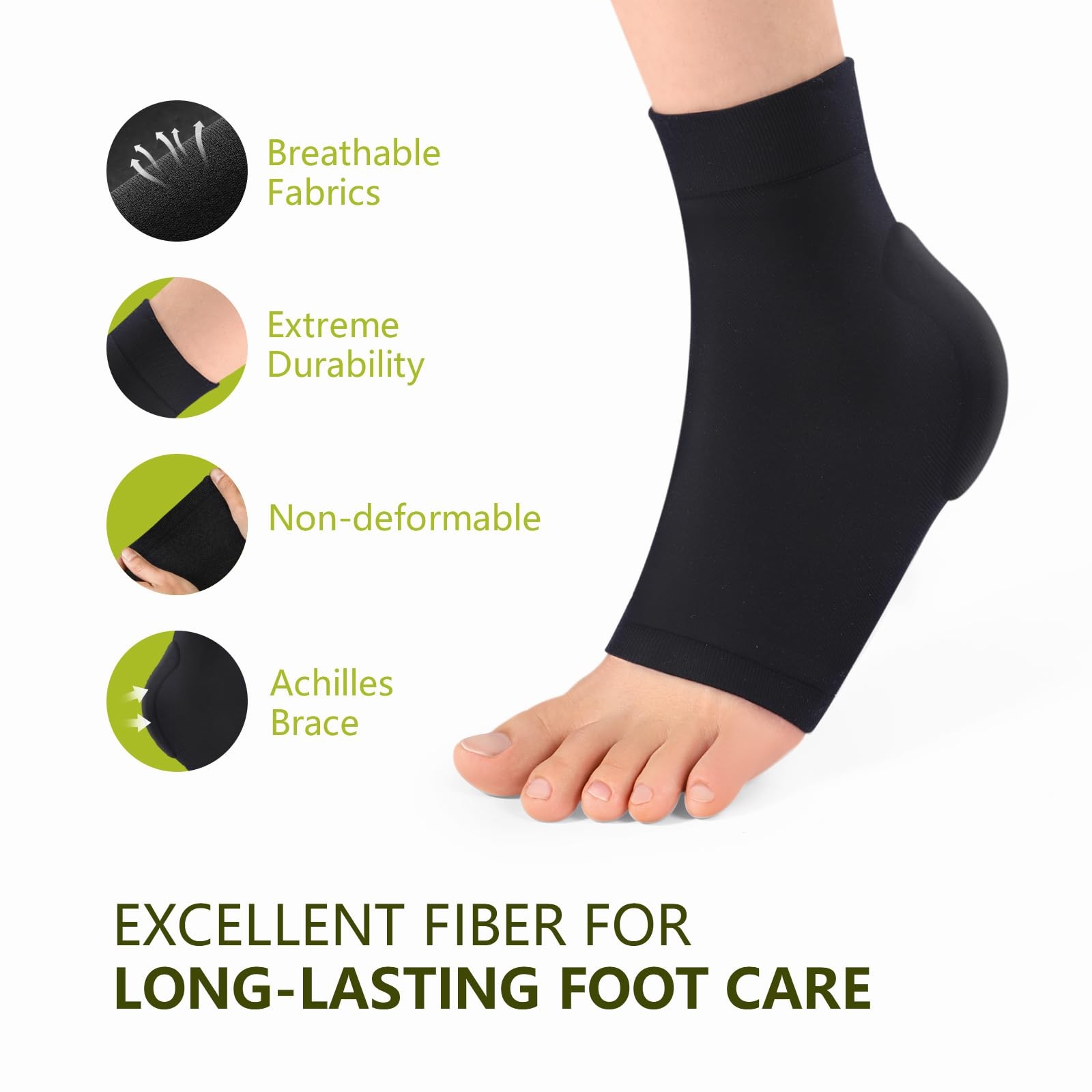 Bukihome Achilles Tendon Support Sleeves – Gel Padded Large Size, Black