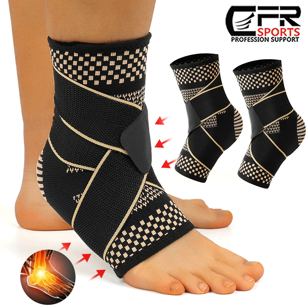 Copper Ankle Brace Support Compression Sleeve Plantar Fasciitis Foot Wrap CFR