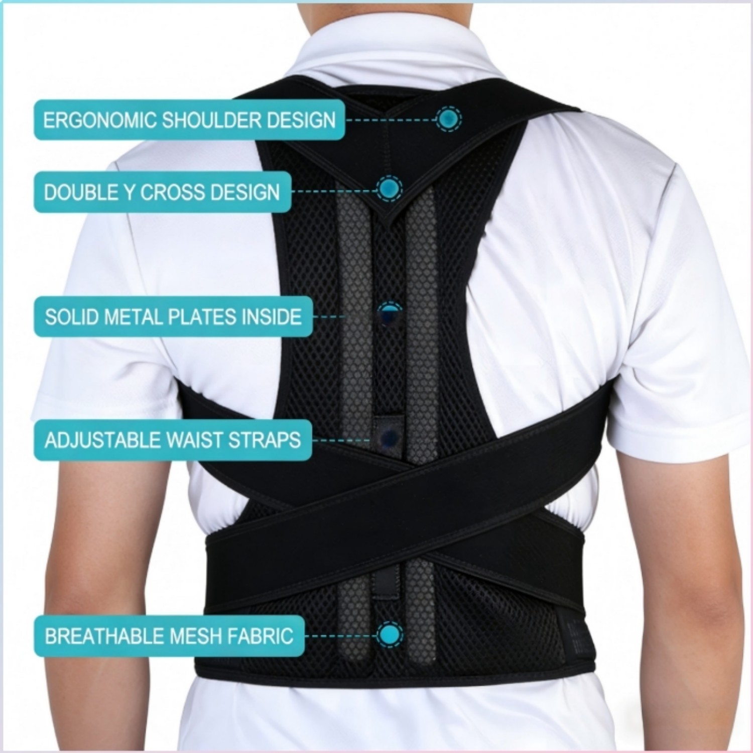 Adjustable Posture Corrector Low Back Support Shoulder Brace Belt for Men Women
