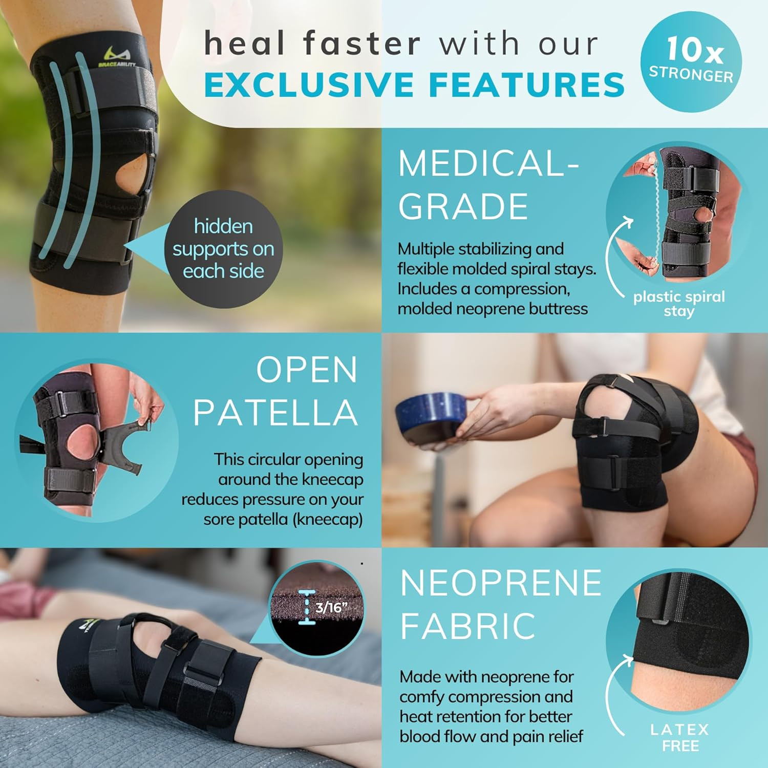 J Patella Knee Brace – Stabilizer for Dislocation & Patellofemoral Pain, Large