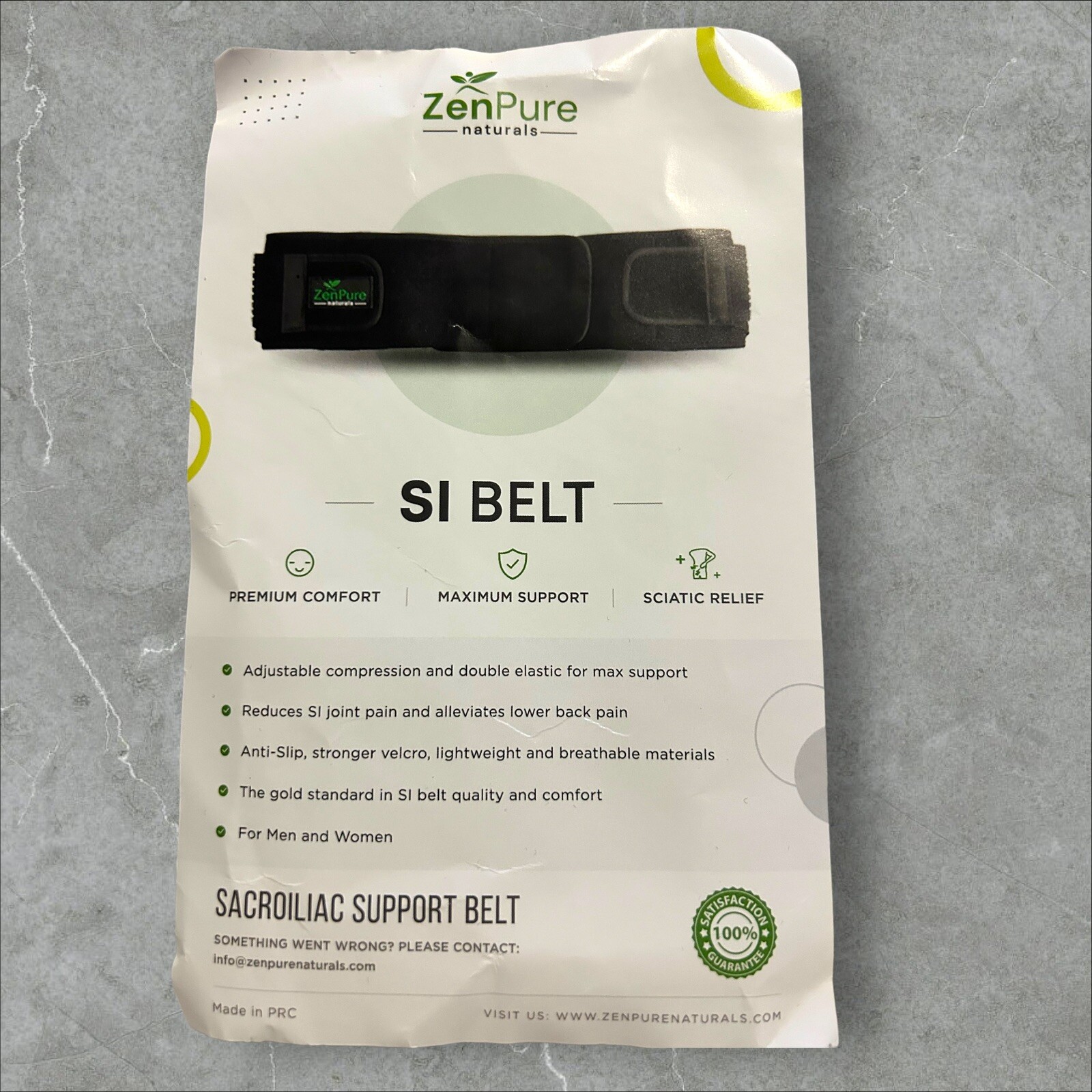 NEW ~ ZenPure Sacroiliac Support Belt ~ Belt For Back Support