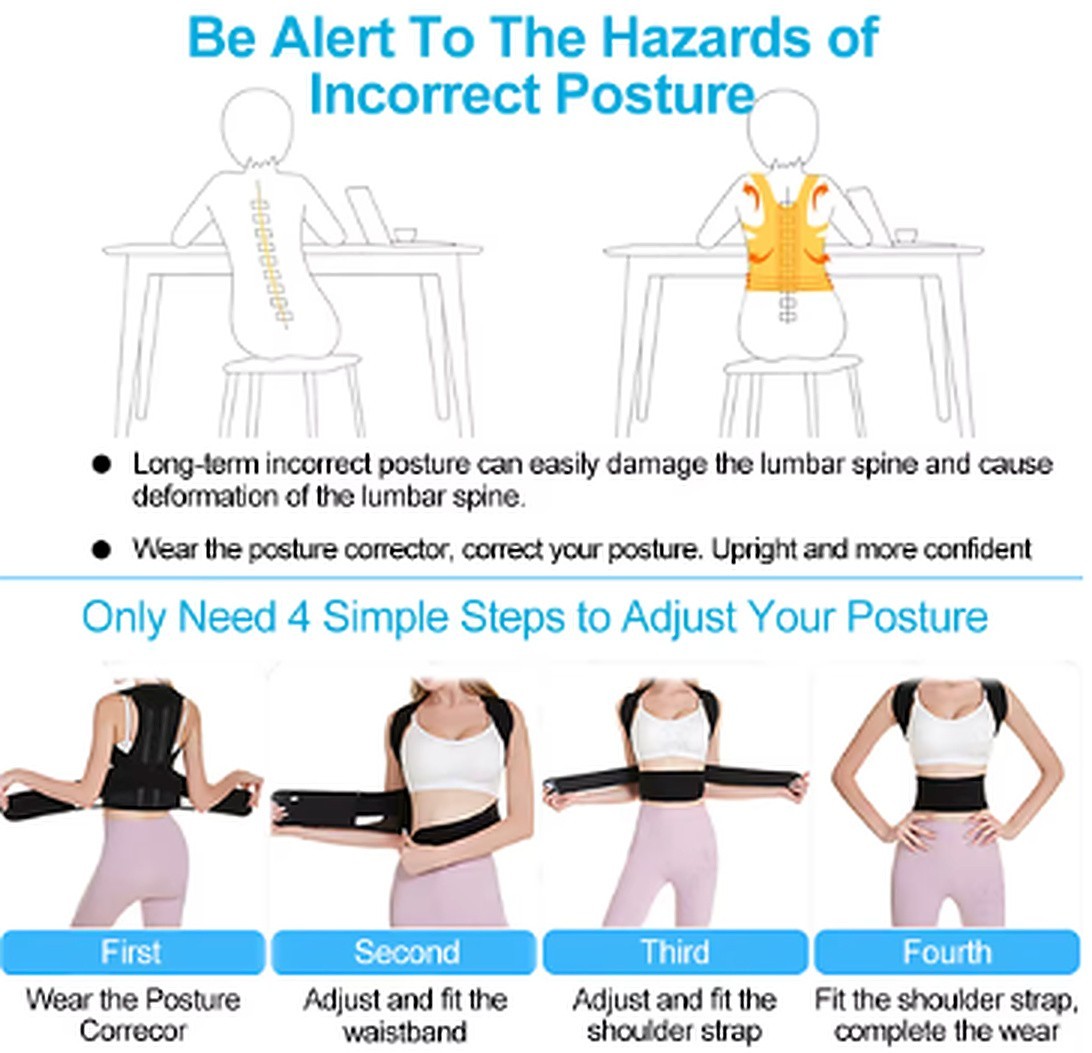 Back Brace Posture Corrector Adjustable Shoulder Support Straightener Men Women