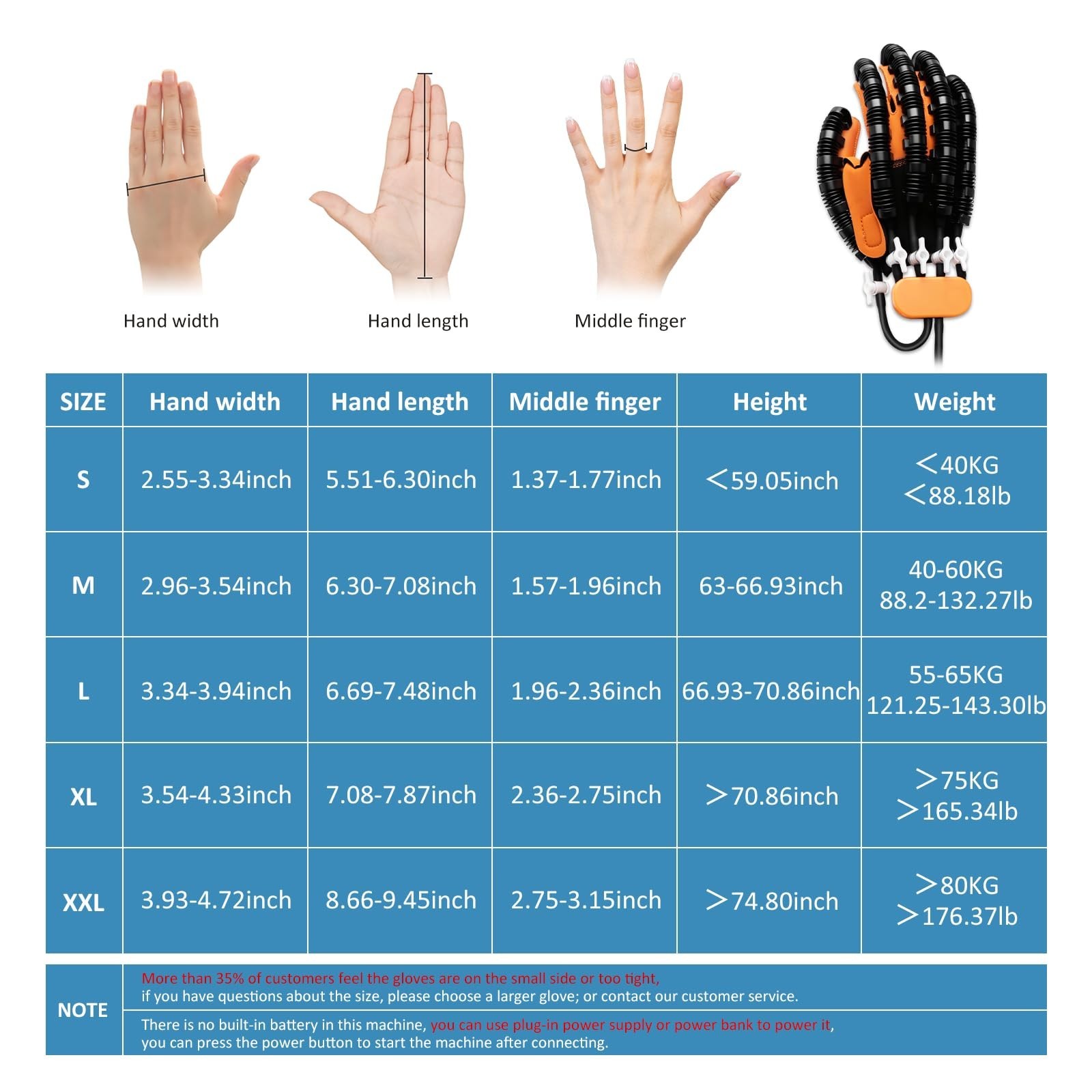 Portable Hand Therapy Gloves for Stroke Recovery, Arthritis & Cerebral Palsy – L