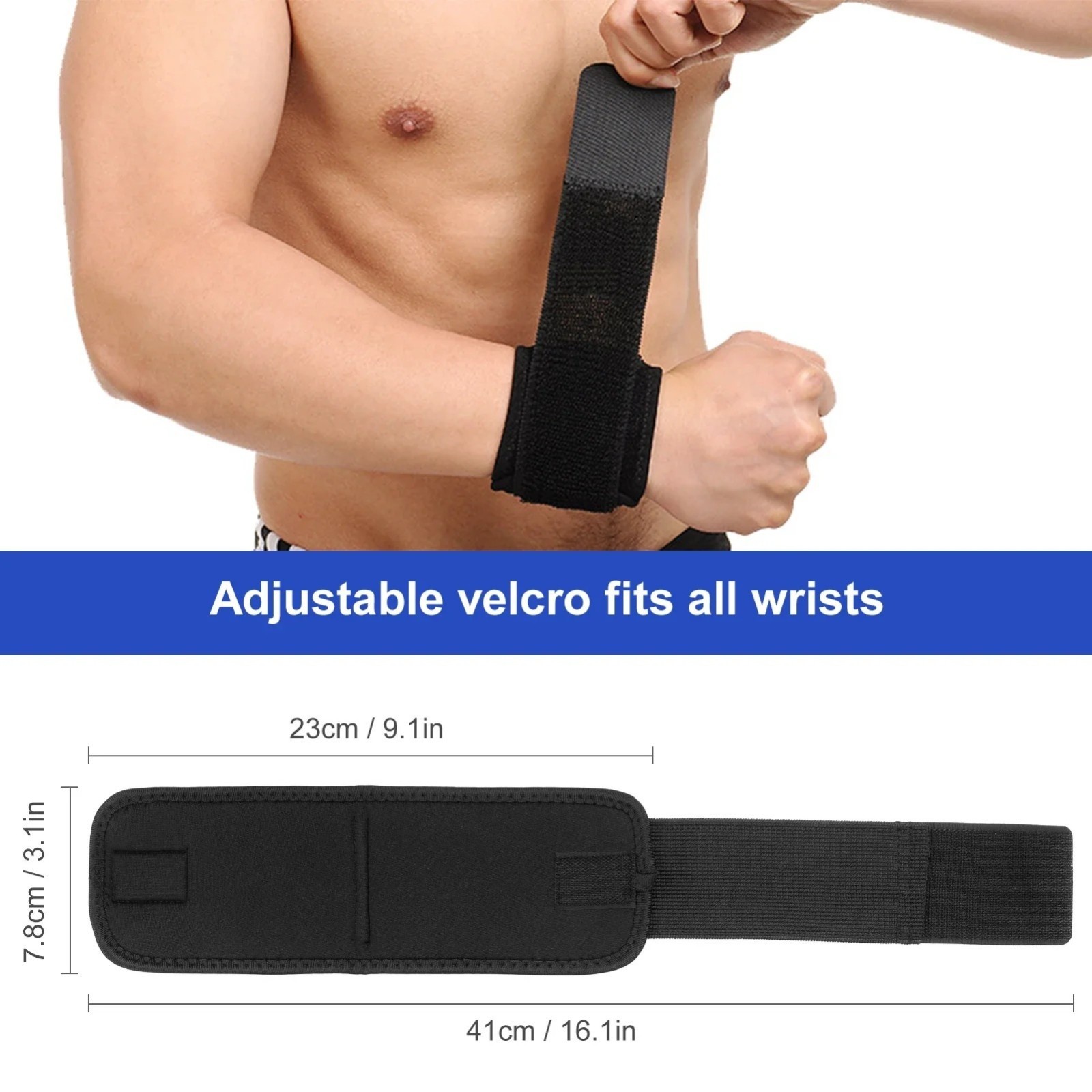 2PCS Wrist Support Brace Wrap Adjustable Strap for Fitness Sports Office Use