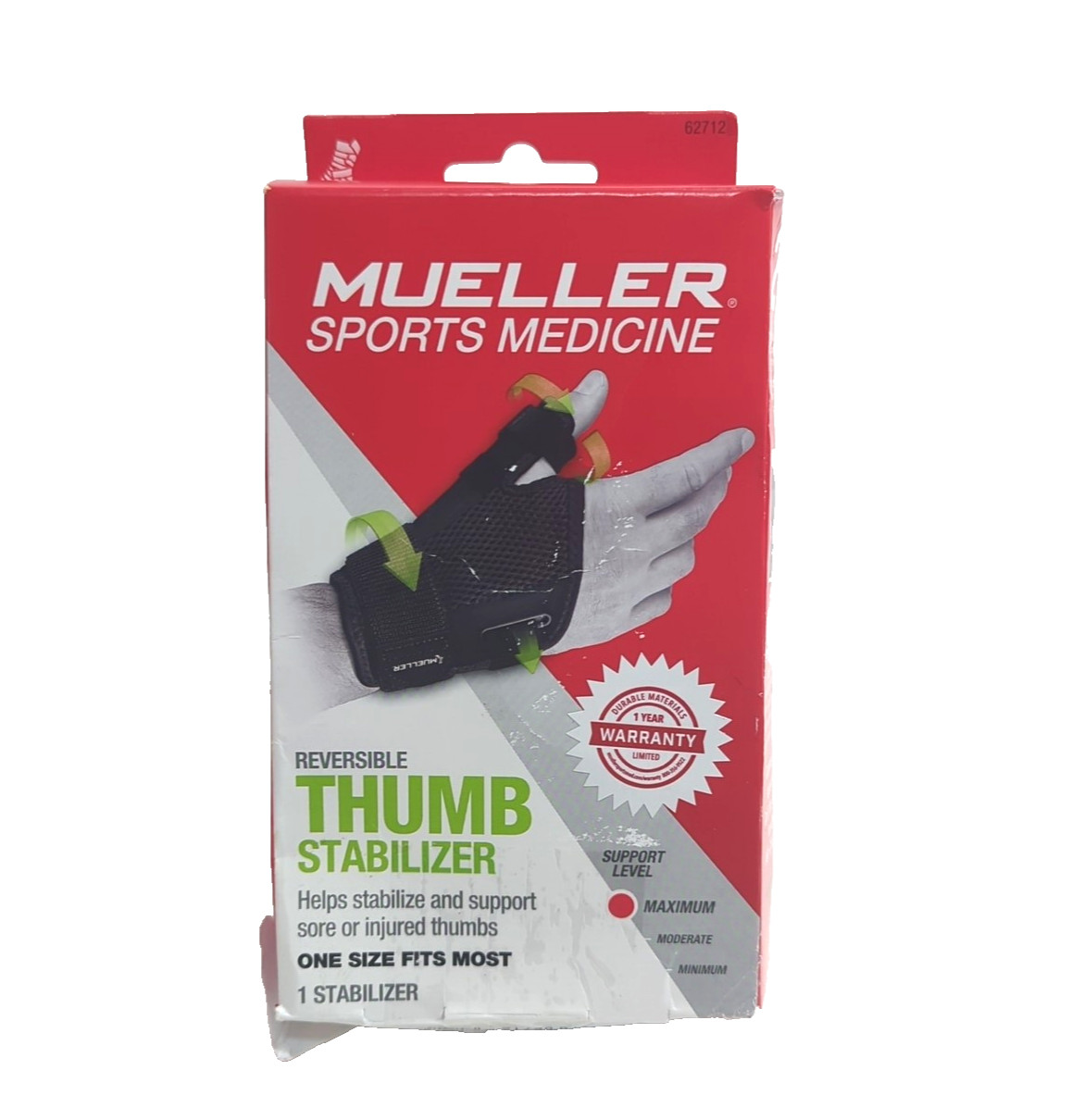 Muellet Sports Medicine Reversible Thumb Stabilizer One Size Fits Most Black
