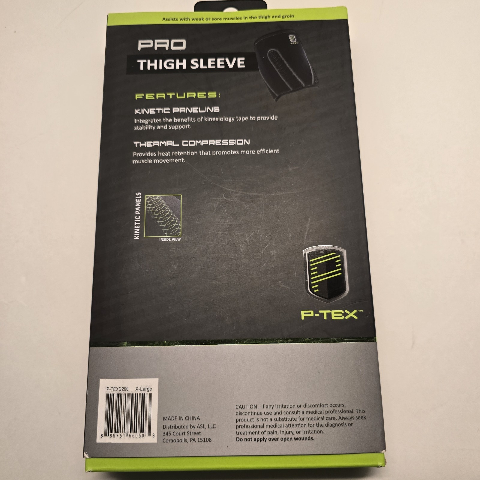 NEW P Tex Pro Thigh Sleeve SZ XL 25-28” Kenetic Panels Thermal Compression