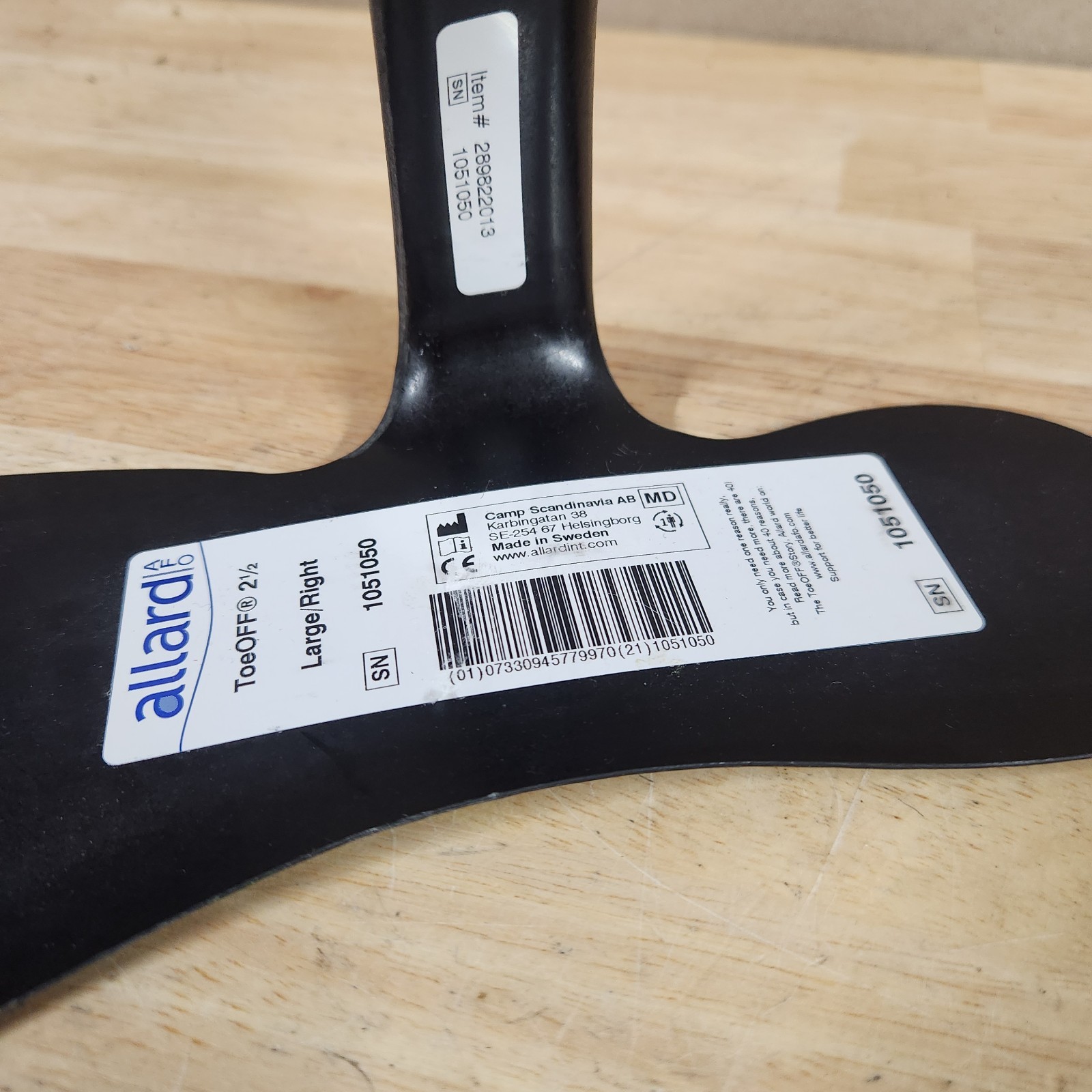 Allard Toe Off 2-1/2 AFO LARGE Right Black Ankle Foot Orthosis Drop Foot