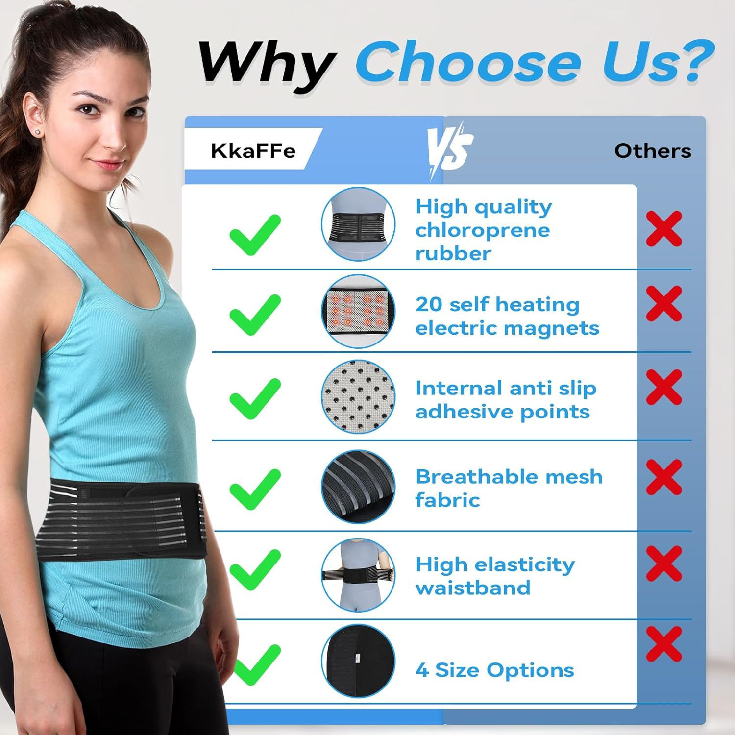 Back Support with Magnet, Tourmaline Back Braces for Lower Back Pain Relief | Ba