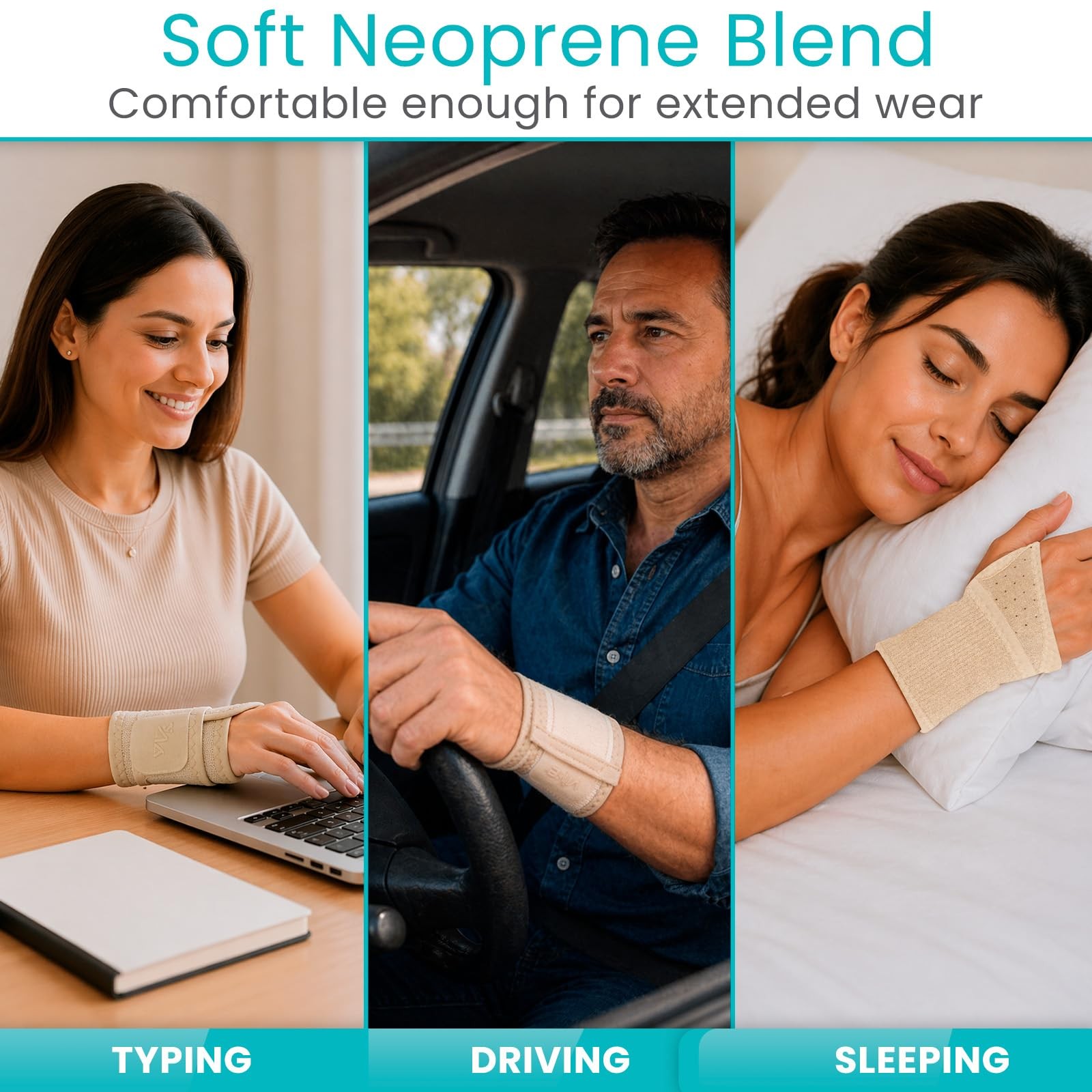 Vive Wrist Wrap Braces (2 Pack) – Tendonitis Support for One Size, Beige