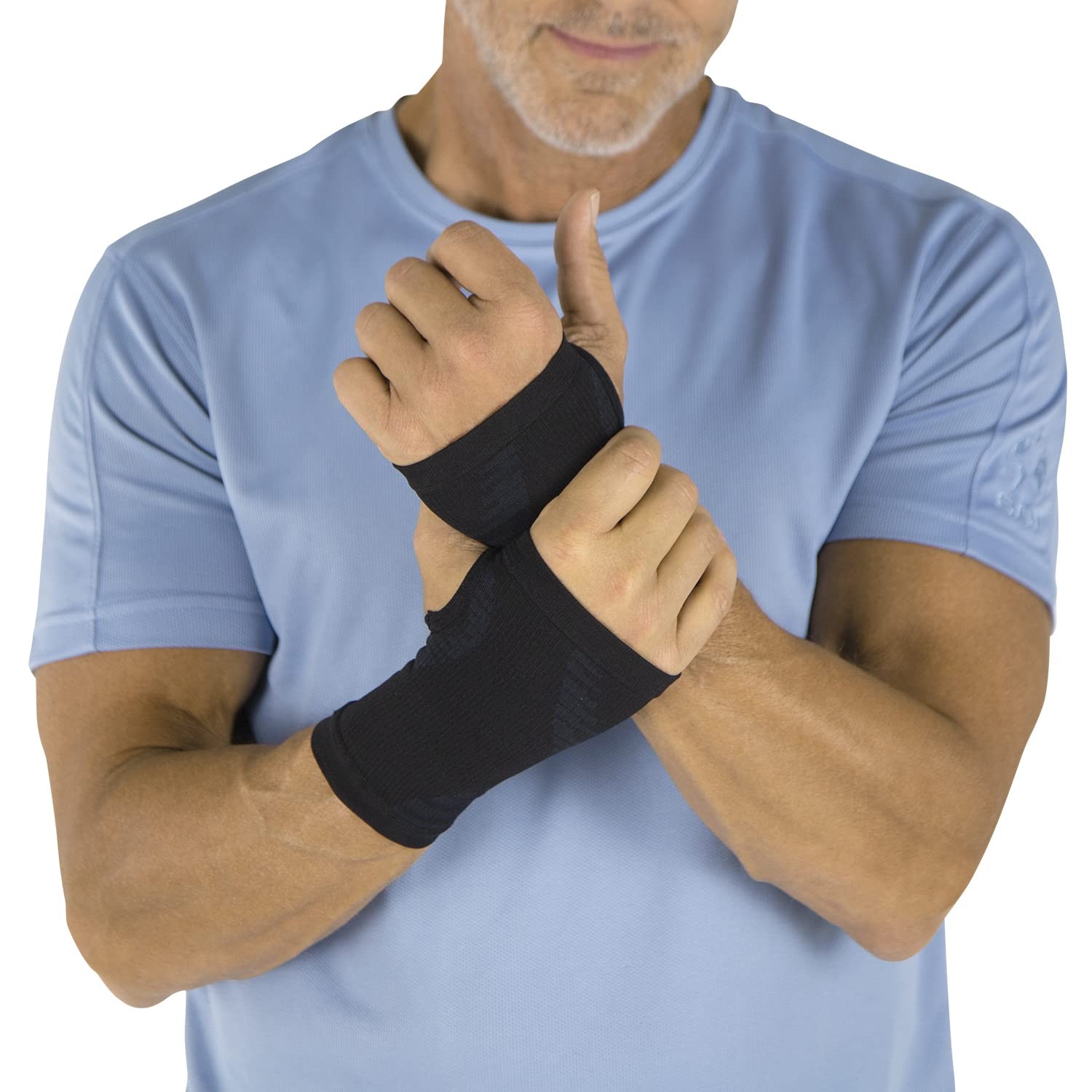 Vive Wrist Compression Sleeve Support Brace for Pain Relief – Medium, Black