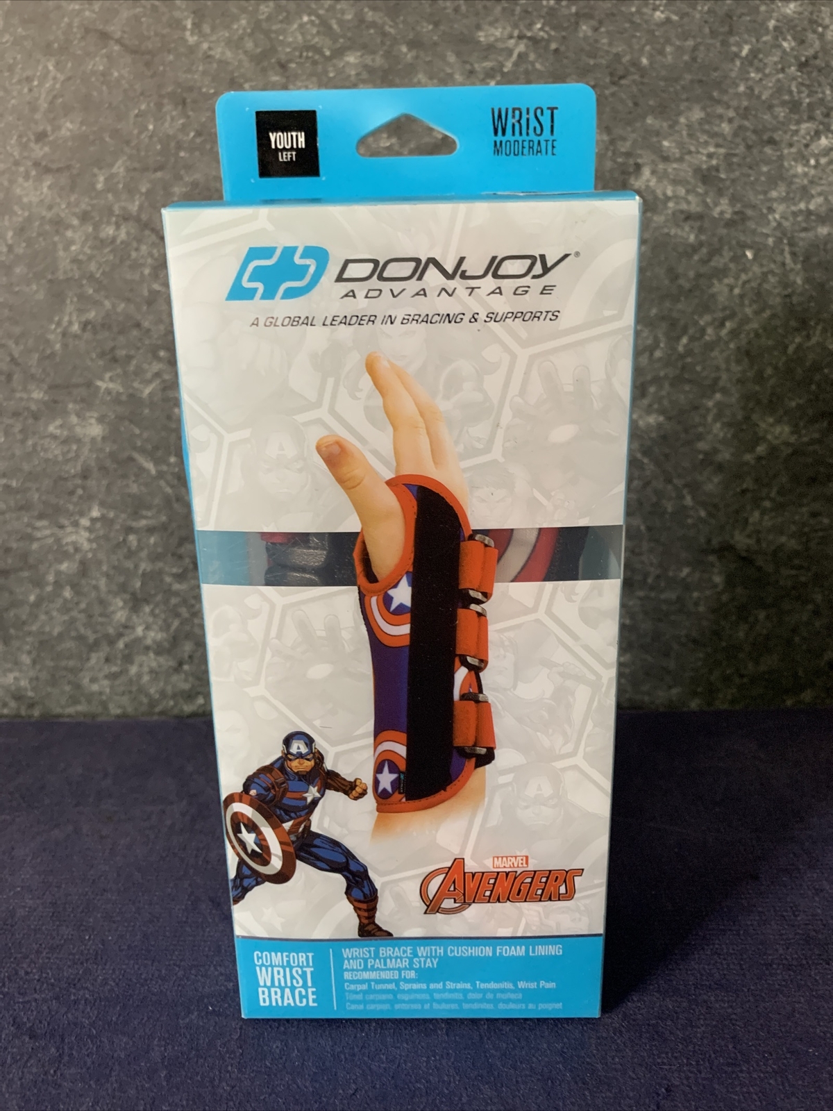 Marvel CAPTAIN AMERICA – Moderate Comfort Wrist Brace – YOUTH LEFT – Ships Free