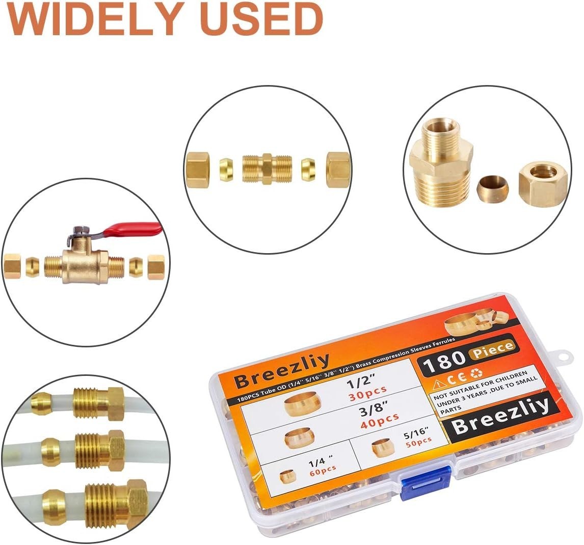 Complete 180PCS Brass Ferrule Assortment – Ideal for Multiple Tube Sizes
