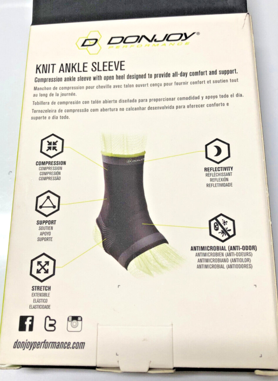 Donjoy Knit ankle sleeve Size L for left or right leg 4 way stretch