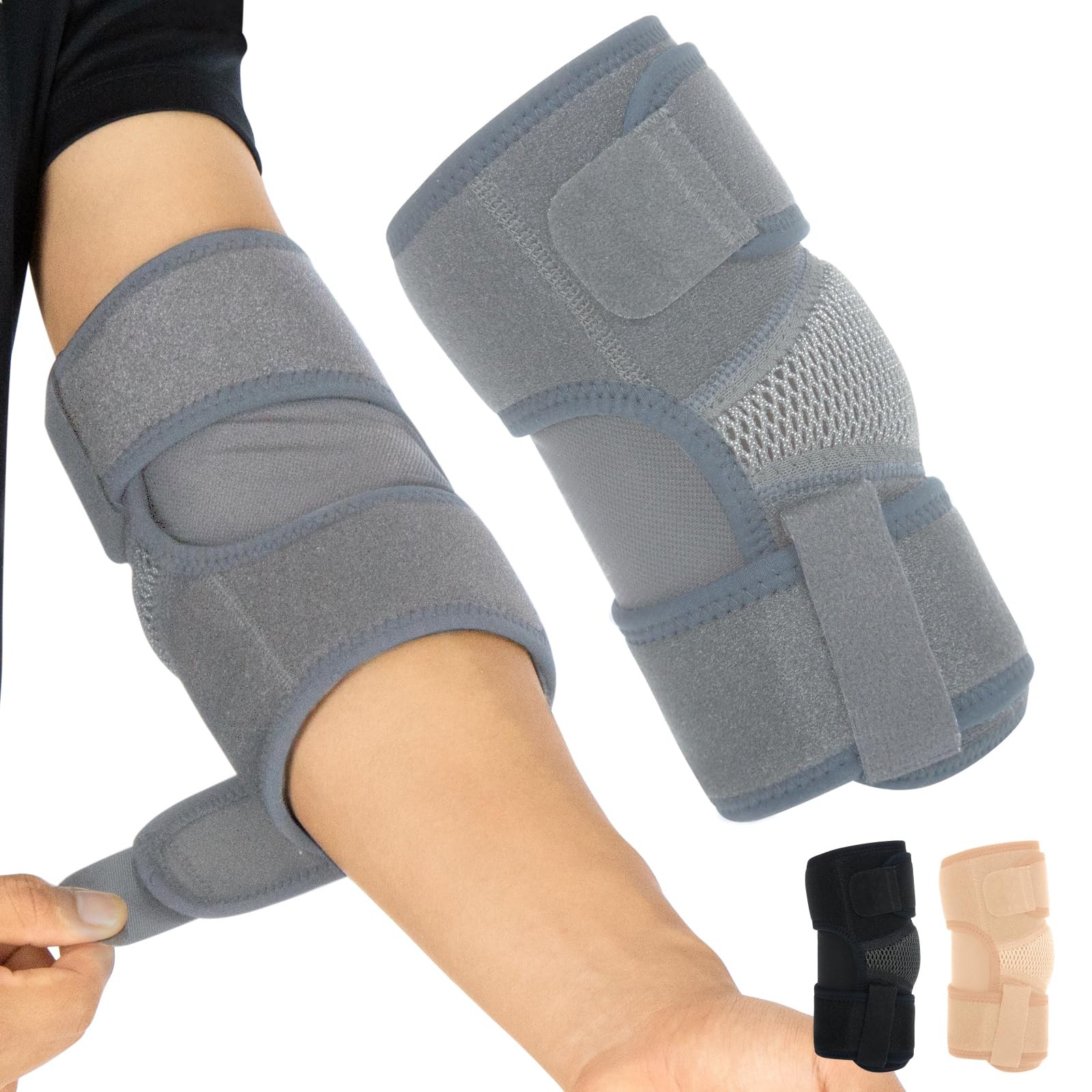 Vive Elbow Brace – Tennis Compression Sleeve – Wrap for Standard, Gray