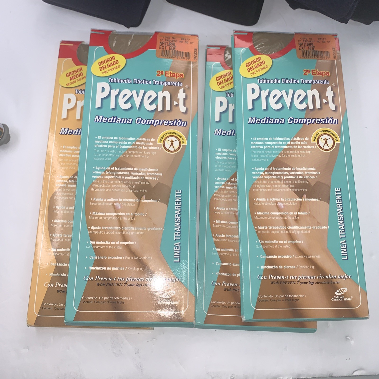 Preven-t Elastic Set of 4 Knee High . Color Natural medium compression (xl)
