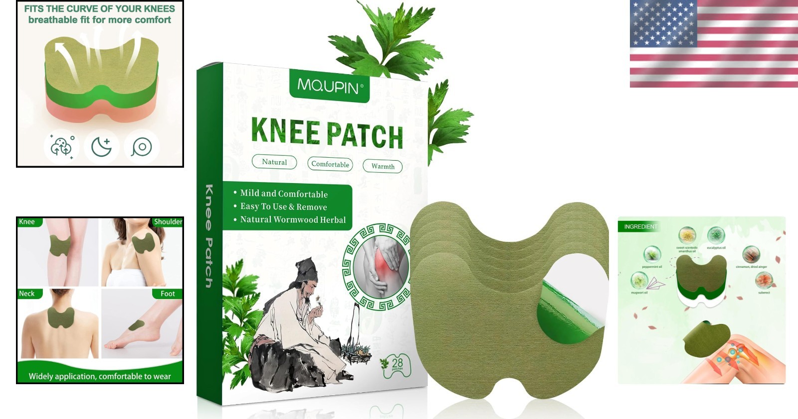 Easy-to-Use Natural Patches for Knee Pain – 28 Patches for Ultimate Relief