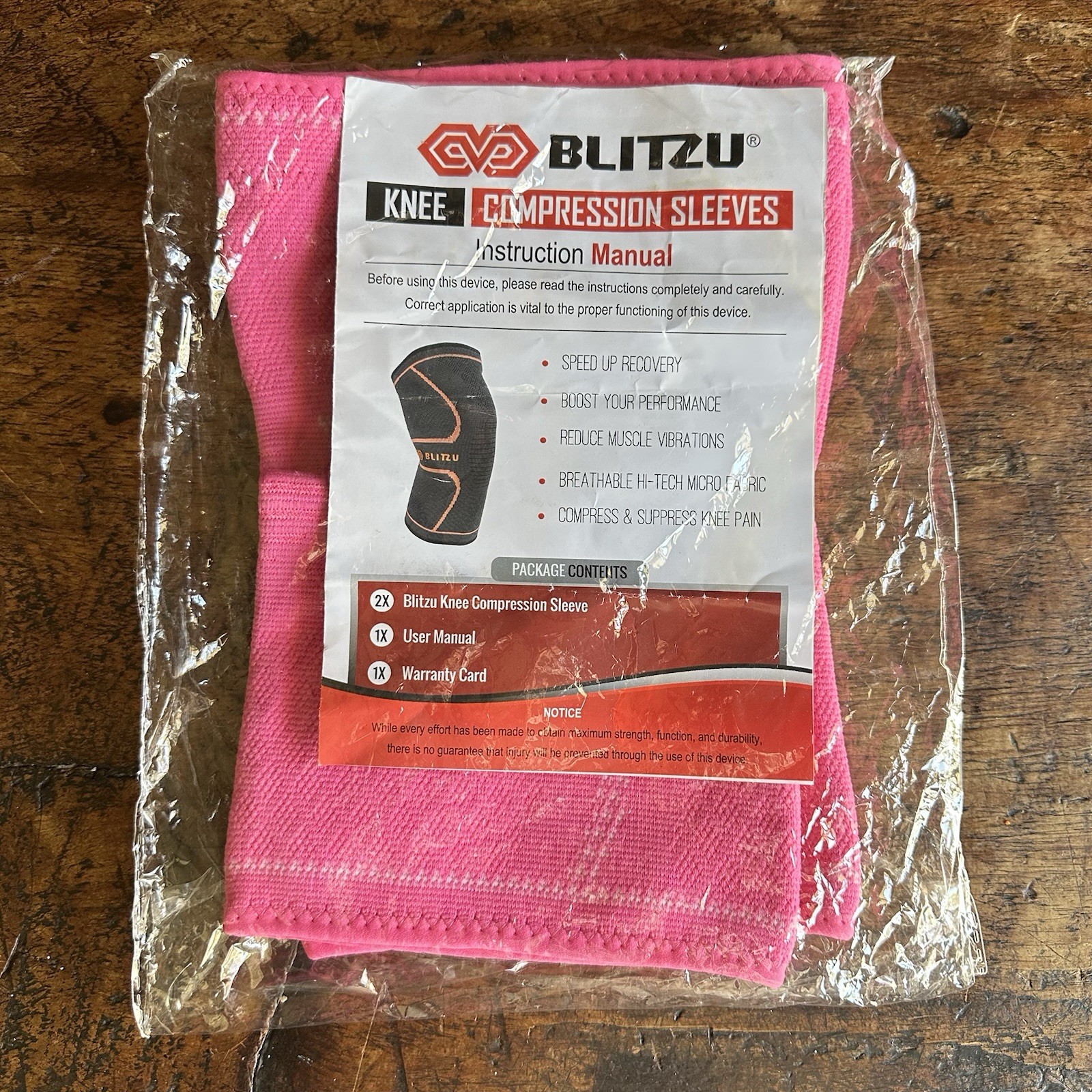 Knee Brace Compression Sleeve Support 2Pcs Large Pink Meniscus Arthritis Sports