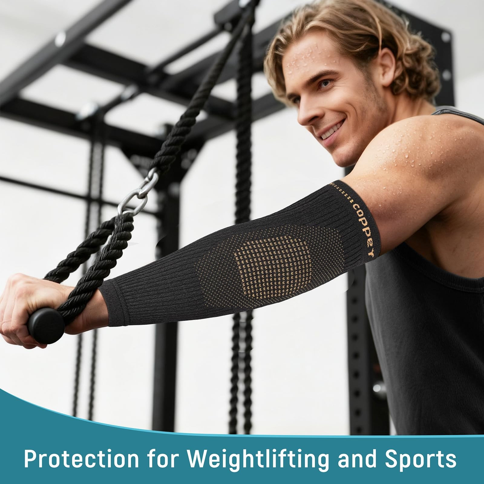 Copper Elbow Compression Sleeve – Tennis & Golfers Elbow Support Brace, Exten…