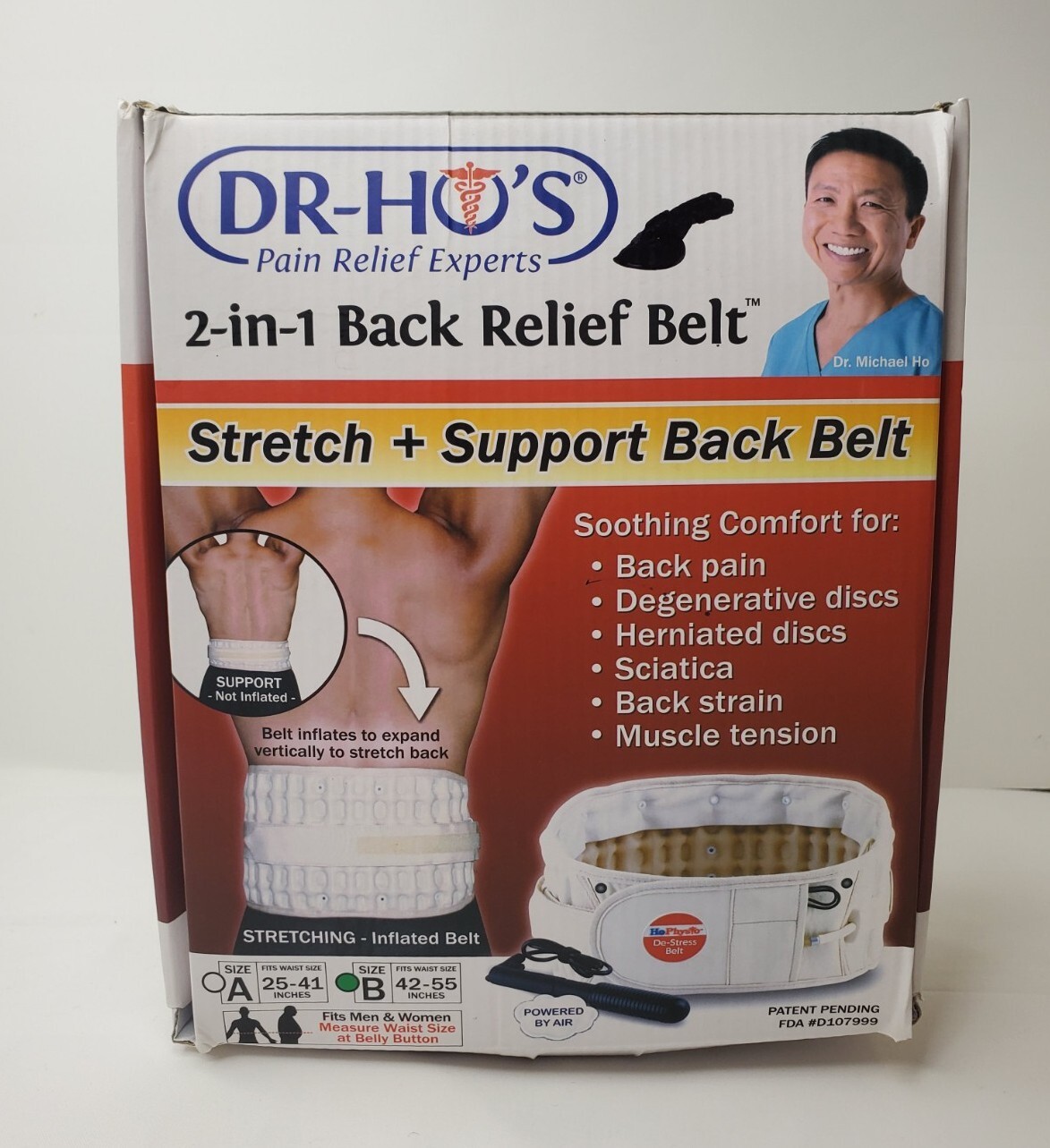 Dr Ho’s 2-in-1 Stretch and Support Back Relief Belt Accessories CD Pump 25-41